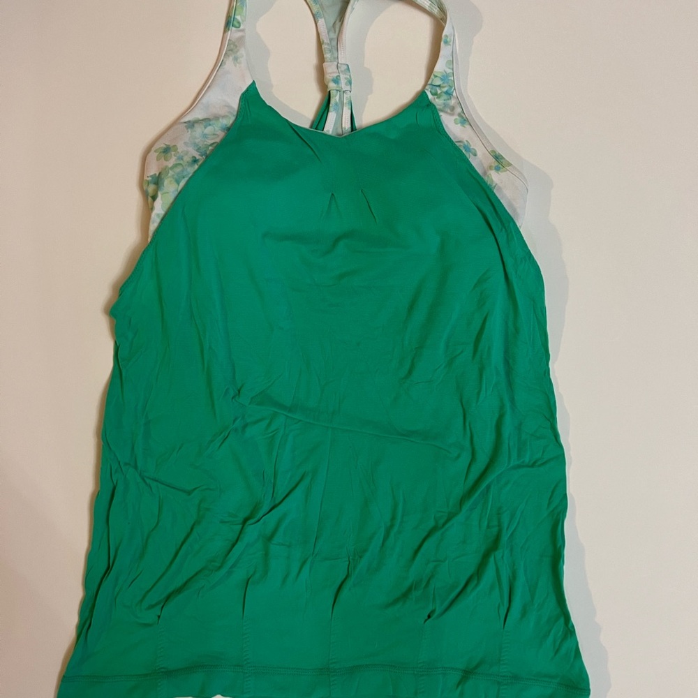 Lululemon Athletica Green Floral Racerback Tank Top